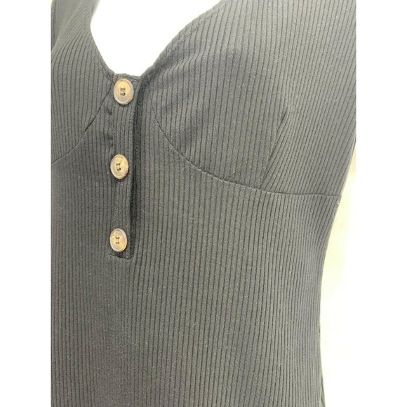 Reformation Marten Bodysuit Top Black Ribbed Knit - Picture 4 of 8